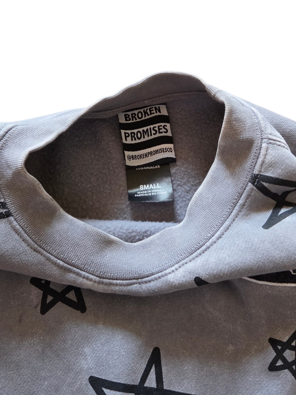 Broken Promises Women's Gray Star Print Crewneck Sweater - Picture 4 of 8